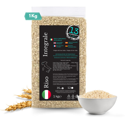 Riso Carnaroli Integrale Italiano 1 kg | Perfetto per Zuppe e Risotti Sani e Gustosi