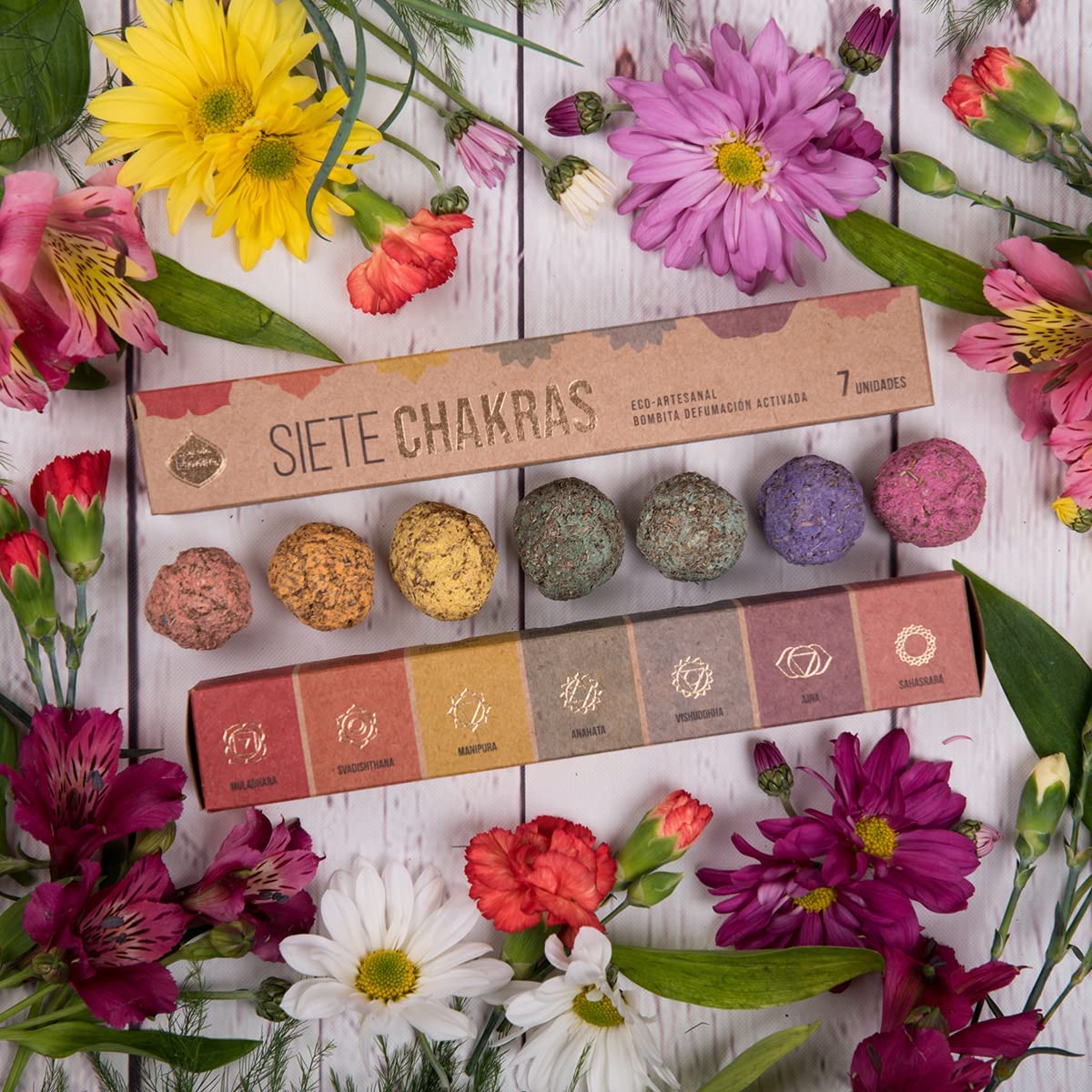 Rituale di Riequilibro dei 7 Chakra - Bombita siete chakras Smudge - Incenso di erbe fatto a mano in Argentina - Sagrada Madre