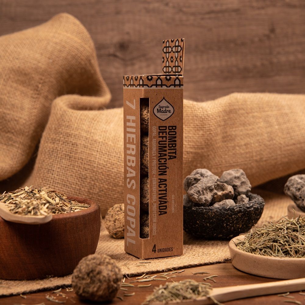 *7 Erbe + Copal* 4 Bombitas Smudge 100% Biologiche alle Erbe Naturali - Sagrada Madre
