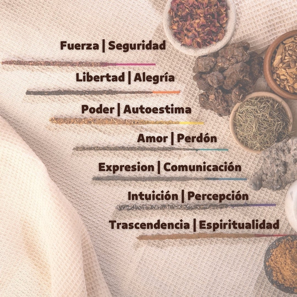 Rituale di Riequilibro dei 7 Chakra - Stick Siete Chakras - Incenso di erbe fatto a mano in Argentina - Sagrada Madre