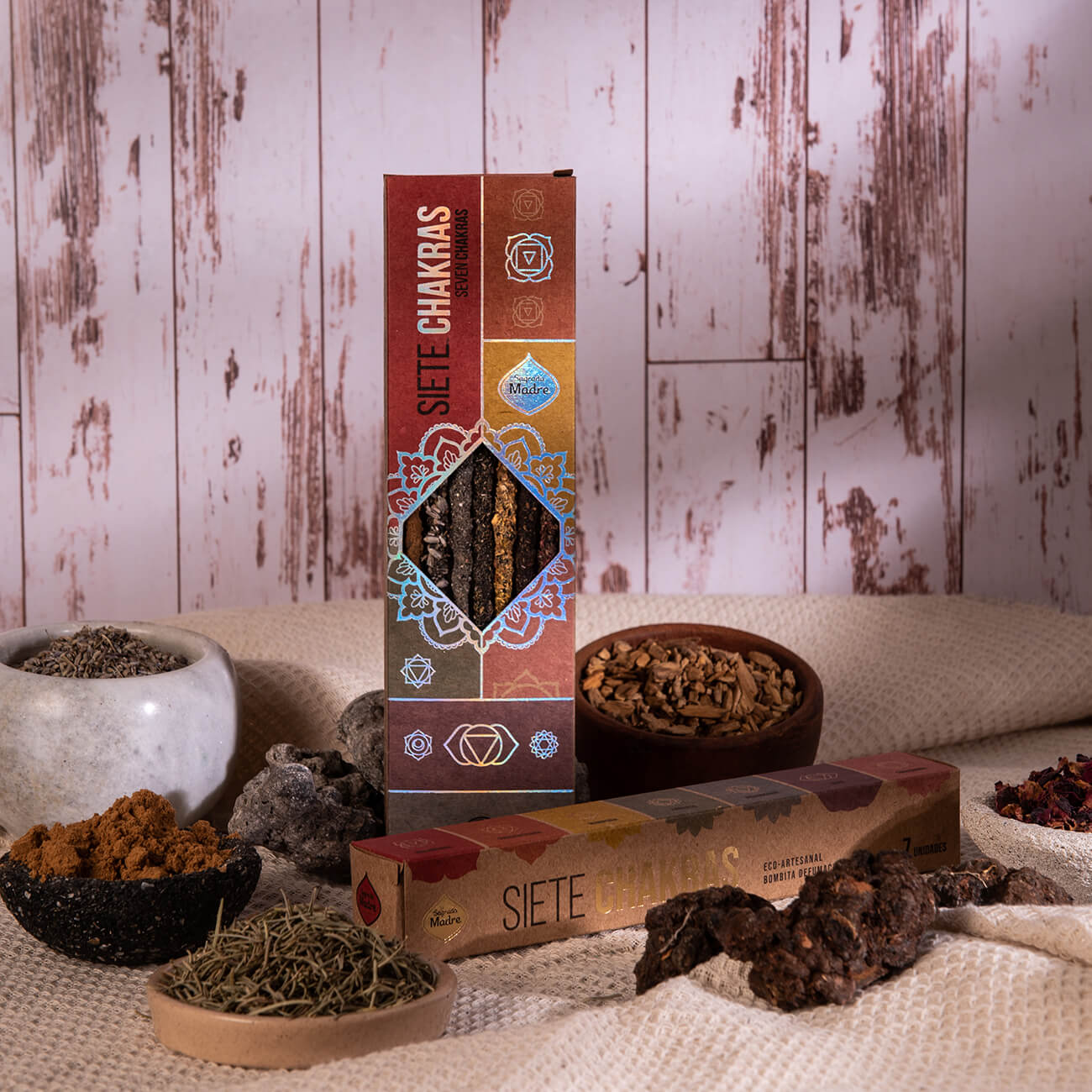 Rituale di Riequilibro dei 7 Chakra - Stick Siete Chakras - Incenso di erbe fatto a mano in Argentina - Sagrada Madre