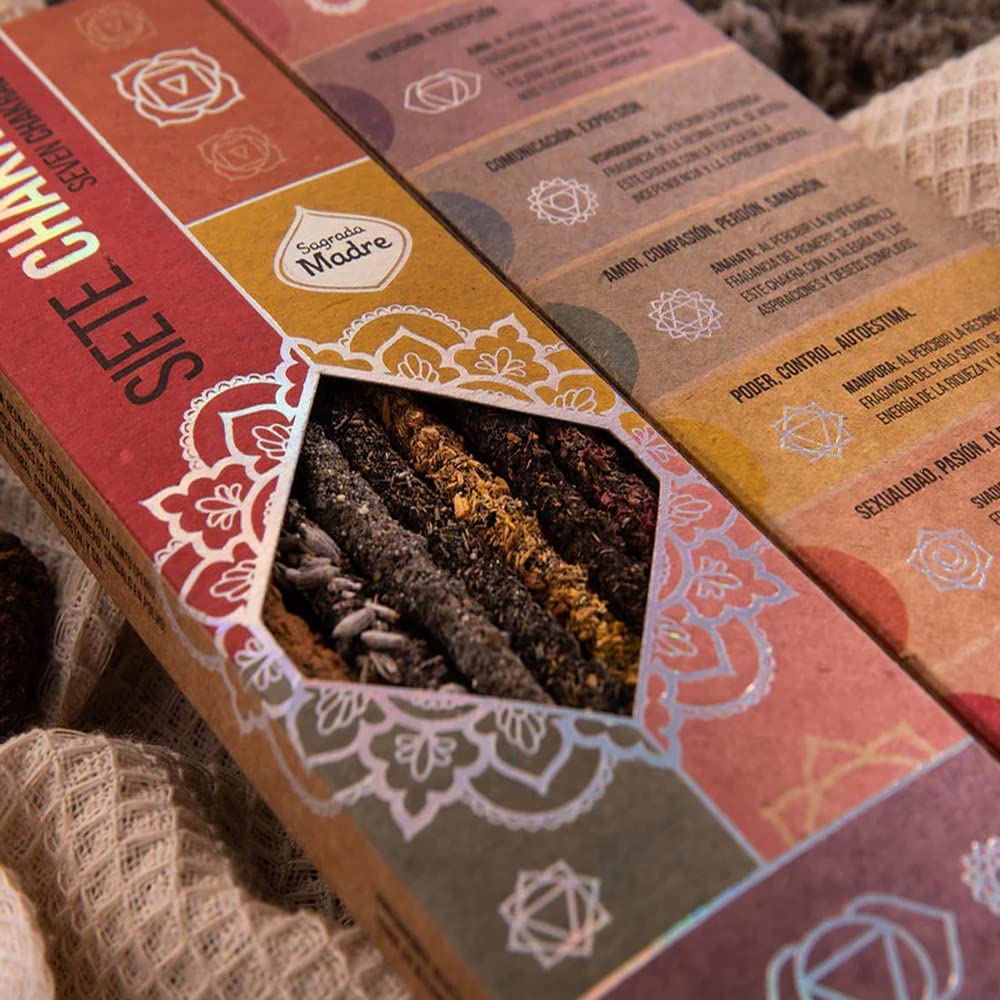 Rituale di Riequilibro dei 7 Chakra - Stick Siete Chakras - Incenso di erbe fatto a mano in Argentina - Sagrada Madre