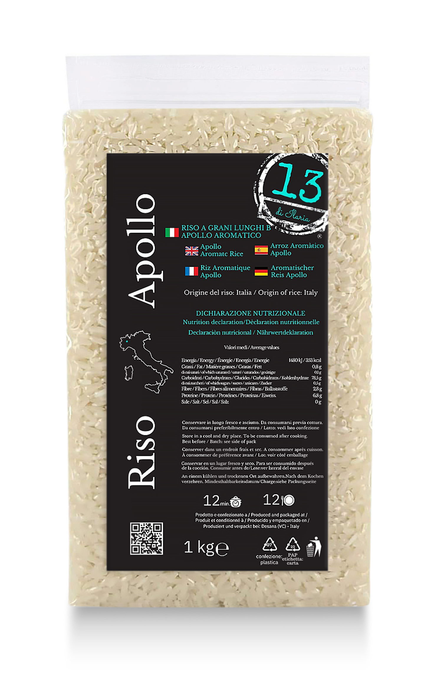 Apollo Italiano Rice 1 kg | The Made in Italy Alternative to Basmati and Jasmine Rice