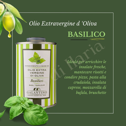 Olio al Basilico 100% Naturale 250 ml | EVO artigianale italiano, aroma erbaceo e fresco per insalate, pasta e bruschette