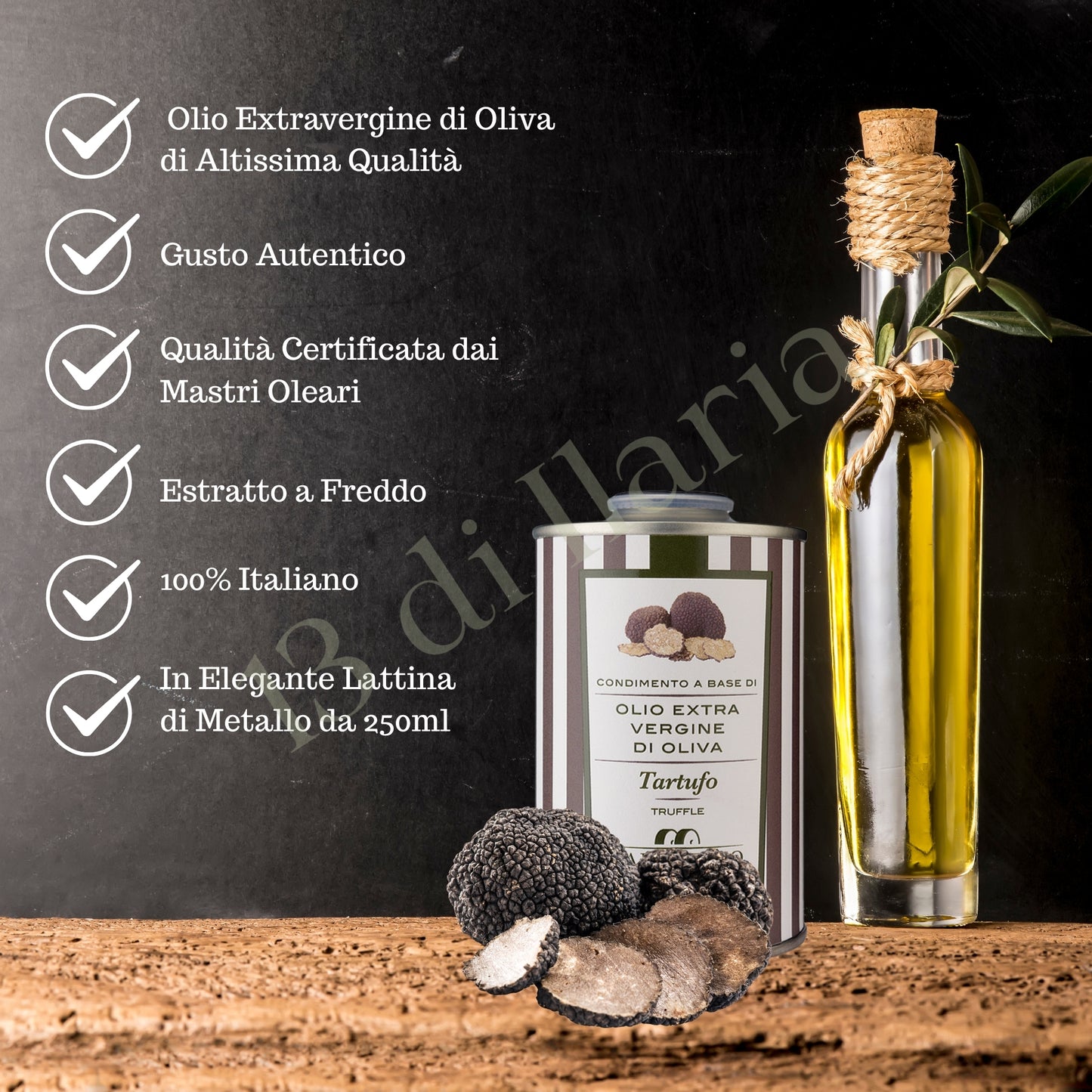 Olio al Tartufo Nero 100% Naturale 250 ml | EVO artigianale italiano, aroma intenso e raffinato per pasta, risotti e carni