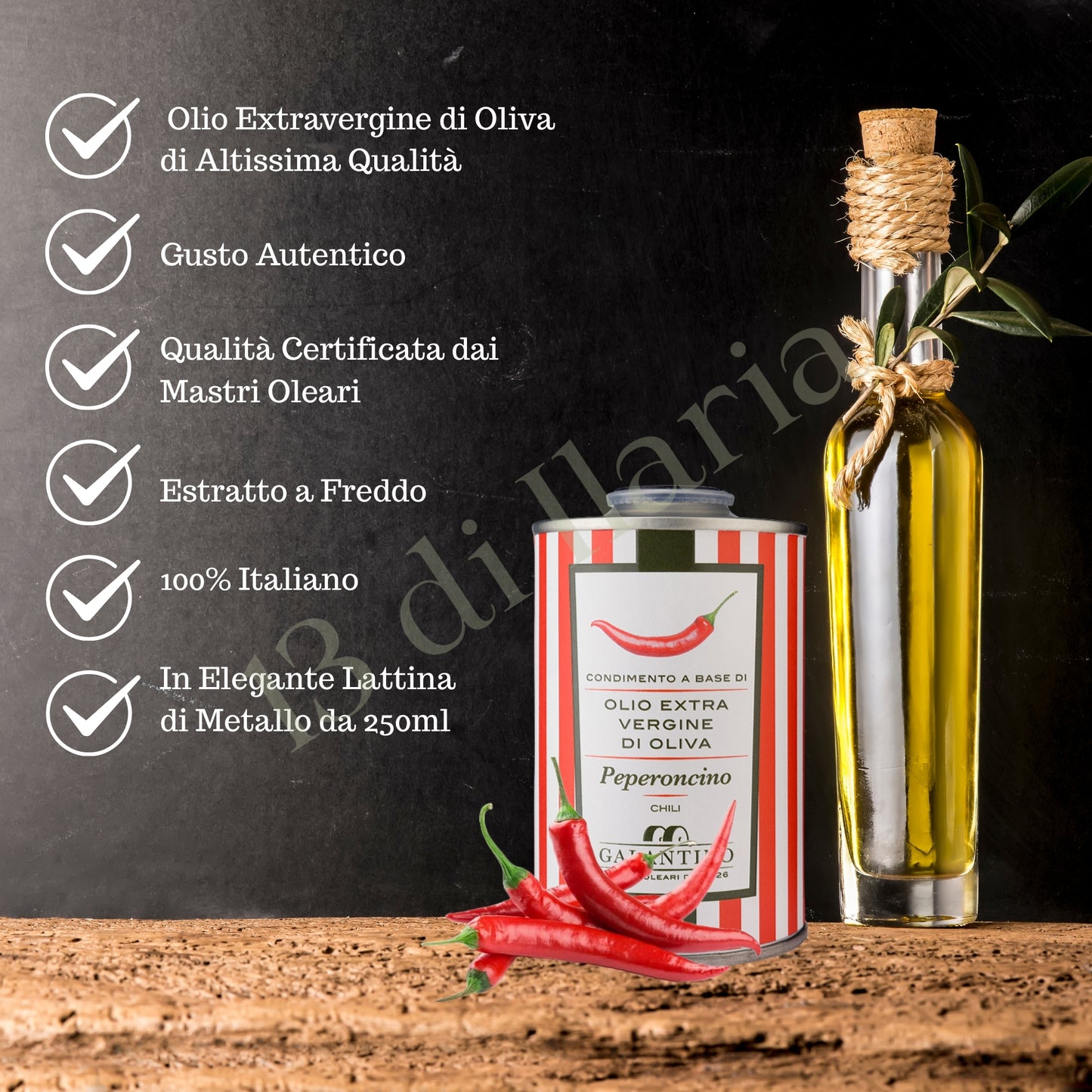 Olio al Peperoncino 100% Naturale 250 ml | EVO artigianale italiano, aroma piccante e speziato per pasta, carne e pizza