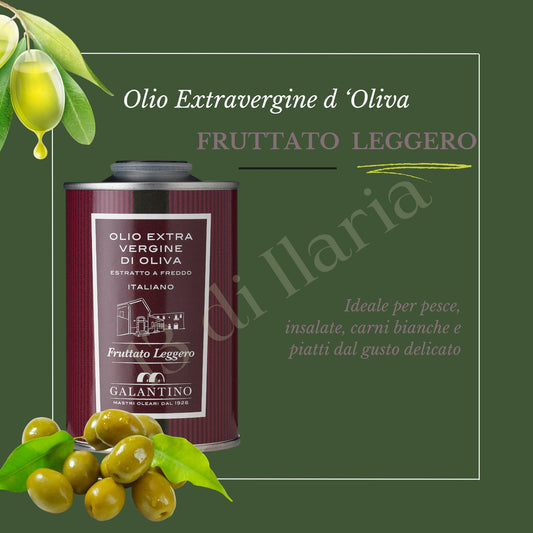 Olio Fruttato Leggero 100% Naturale 250 ml | EVO artigianale italiano, aroma delicato e fresco per verdure crude, pesce e dessert