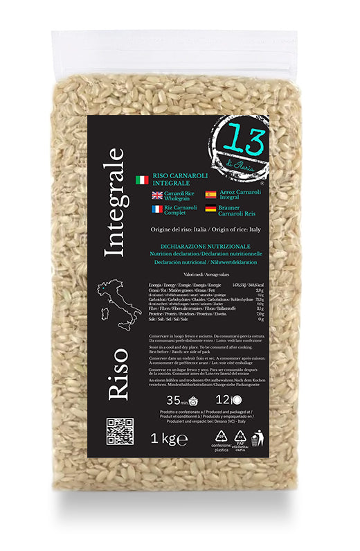 Riso Carnaroli Integrale Italiano 1 kg | Perfetto per Zuppe e Risotti Sani e Gustosi