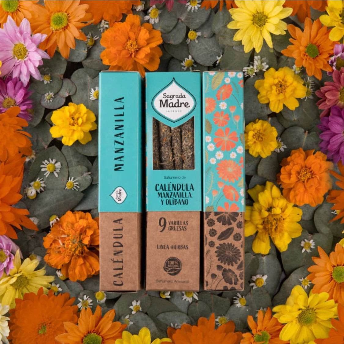 (Calendula, Camomilla e Olibano) Incenso Naturale di Erbe Selezionate Ecologico al 100% fatti a mano in Argentina - Sagrada Madre