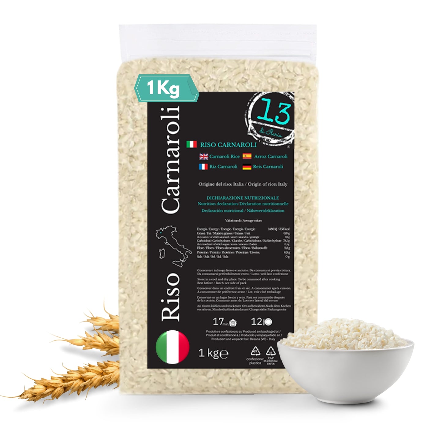 Riso Carnaroli Italiano 1 kg | Il Riso dei Grandi Chef per Risotti Perfetti