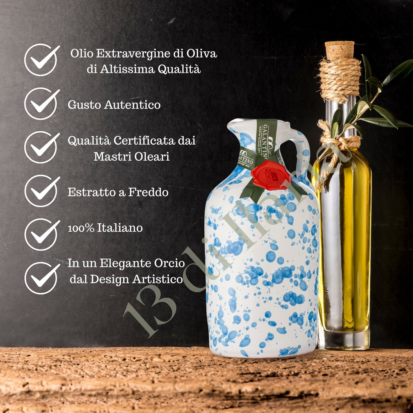 Olio Extra Vergine Fruttato Medio Intenso in Orcio di Ceramica da 250 ml, 100% naturale e artigianale italiano