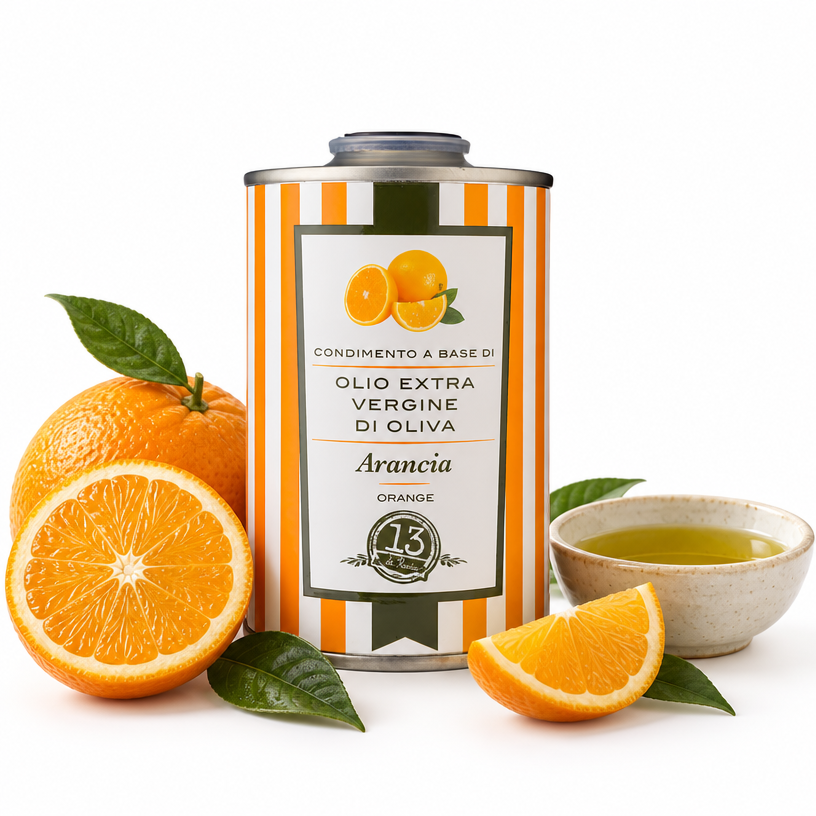 Huile d'orange 100% naturelle 250ml – Huile d'olive extra vierge artisanale italienne, saveur d'agrumes pour salades, poissons et desserts