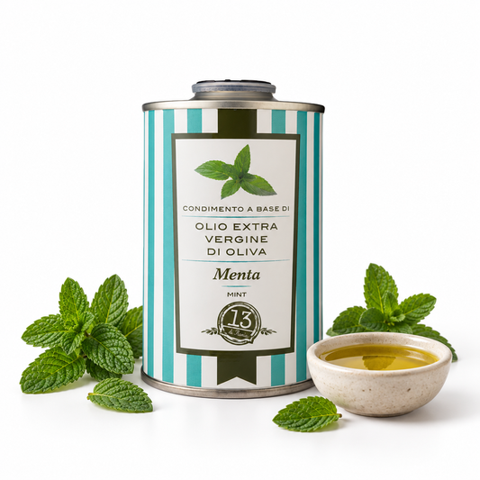 100% Natural Mint Oil 250 ml | Artisanal Italian EVO oil, fresh and fragrant aroma for salads, desserts and summer dishes.