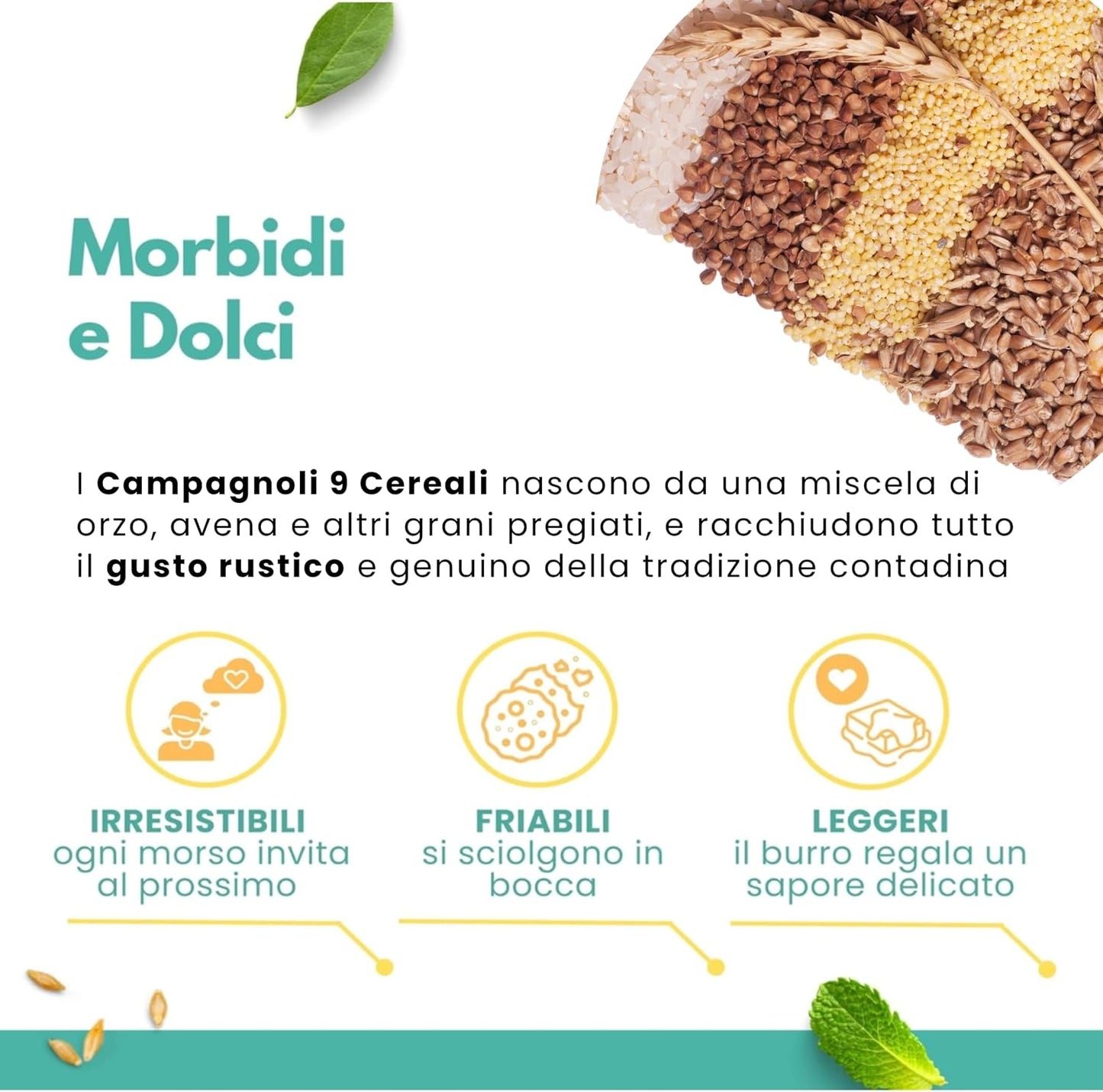 Biscotti Artigianali ai 9 Cereali 150 g | Frolla con Burro | Made in Italy