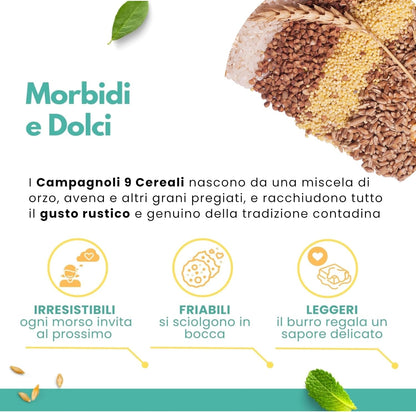 Biscotti Artigianali ai 9 Cereali 150 g | Frolla con Burro | Made in Italy