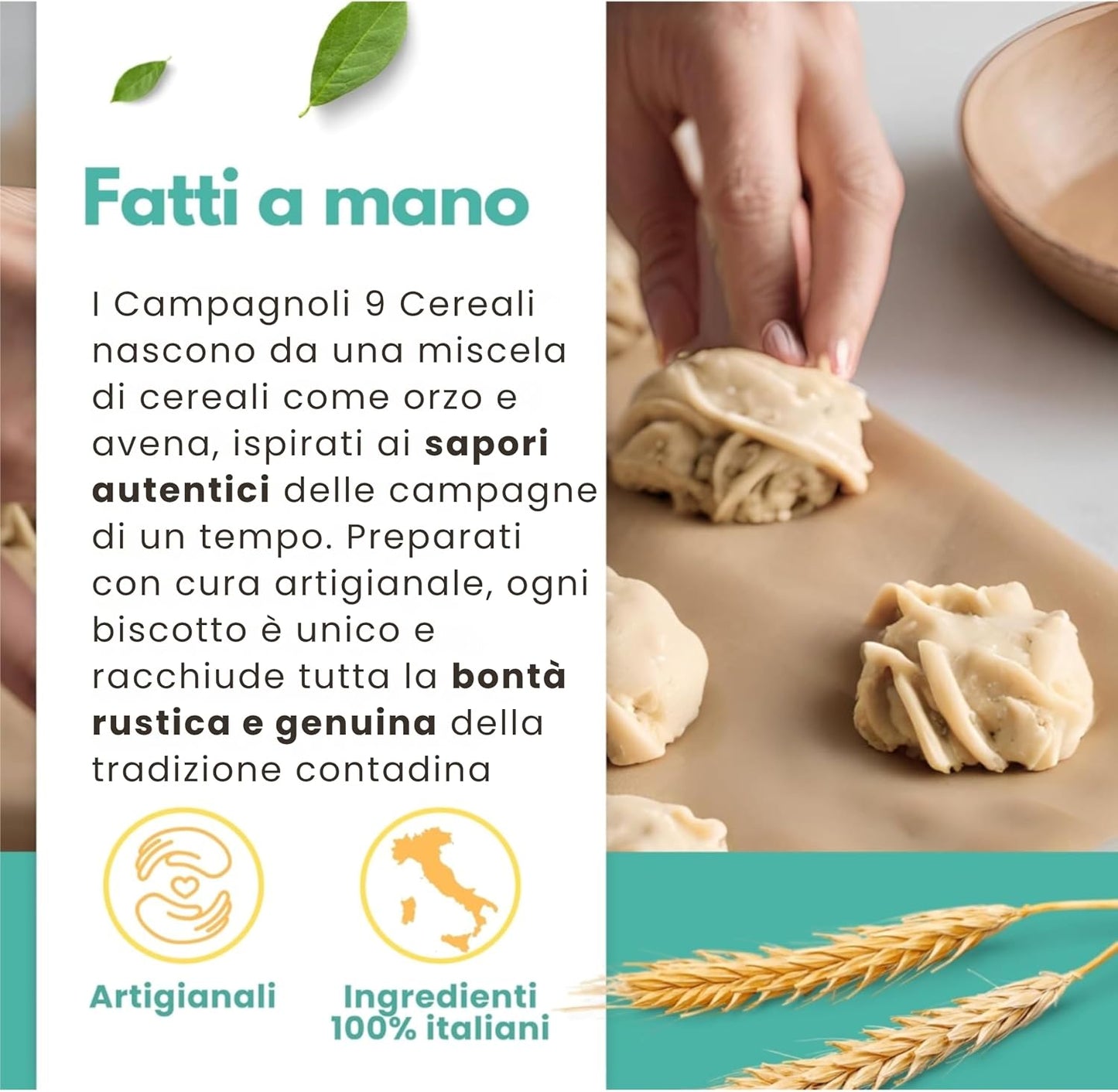 Biscotti Artigianali ai 9 Cereali 150 g | Frolla con Burro | Made in Italy
