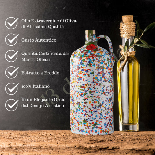 Orcio Magnum 1.5 L – Extra Virgin Olive Oil in Hand-Painted Ceramic Jar with Wooden Gift Box