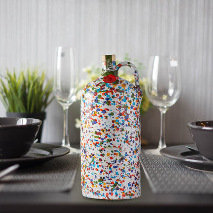 Orcio Magnum 1,5 L – Olio Extravergine d'Oliva in Ceramica Decorata a Mano con Cassetta in Legno