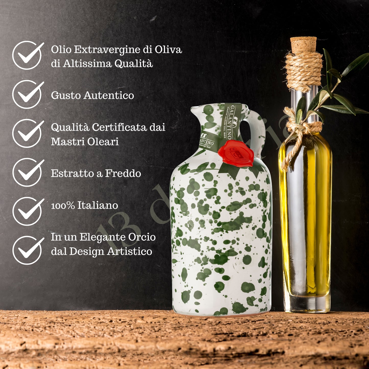 Olio Extra Vergine Fruttato Medio Intenso in Orcio di Ceramica da 250 ml, 100% naturale e artigianale italiano