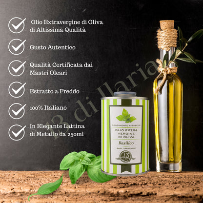 Olio EVO al Basilico 250ml | Extravergine Aromatizzato Italiano