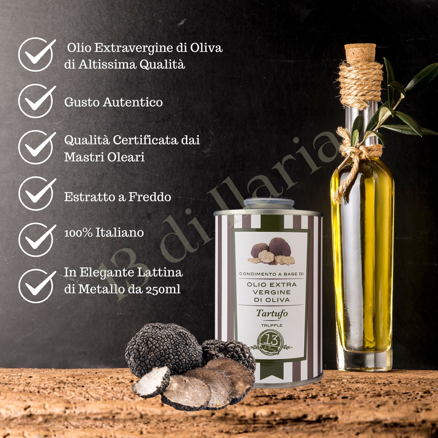Olio al Tartufo Nero 100% Naturale 250 ml | EVO artigianale italiano, aroma intenso e raffinato per pasta, risotti e carni