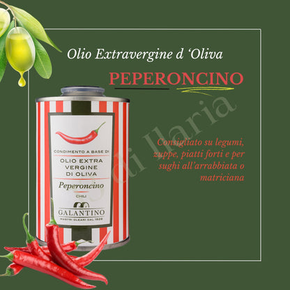 Olio al Peperoncino 100% Naturale 250 ml | EVO artigianale italiano, aroma piccante e speziato per pasta, carne e pizza