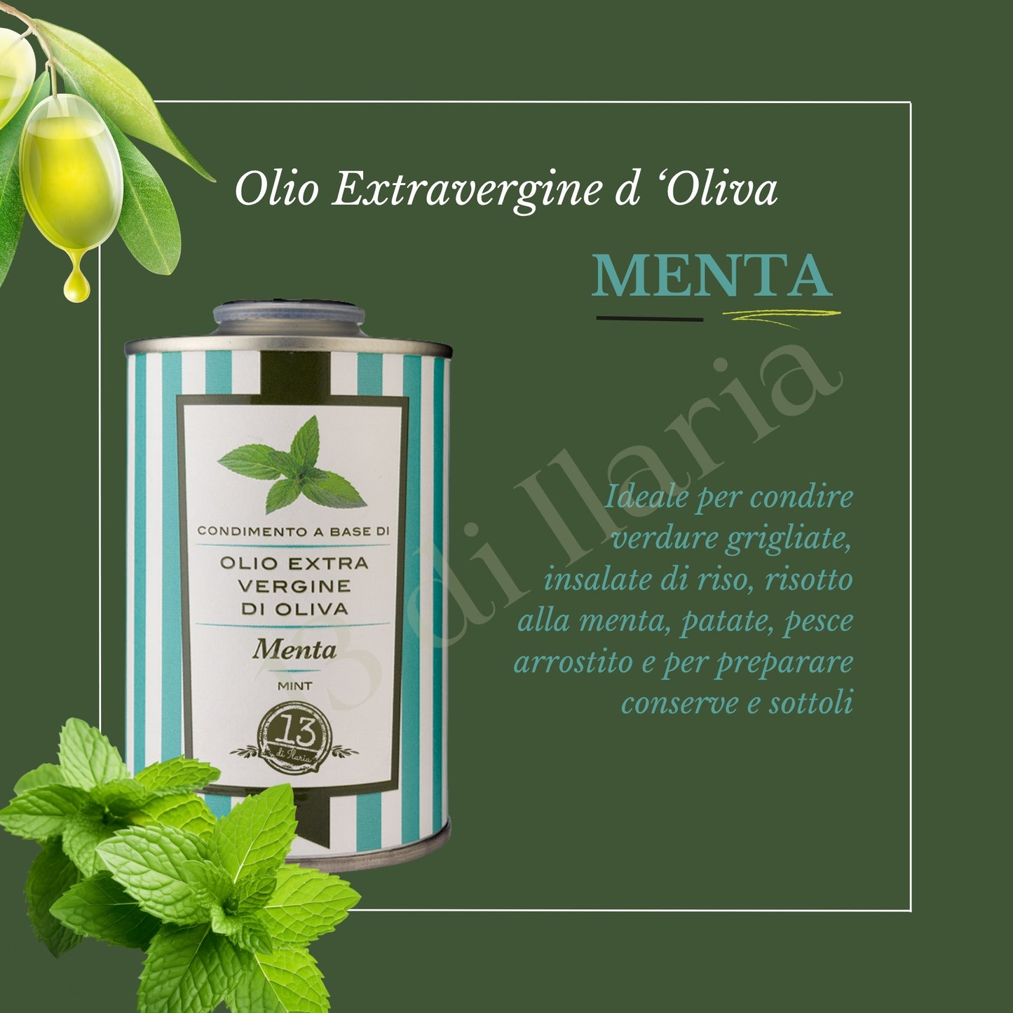 Olio alla Menta 100% Naturale 250 ml | EVO artigianale italiano, aroma fresco e profumato per insalate, dessert e piatti estivi