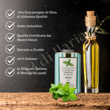 Olio alla Menta 100% Naturale 250 ml | EVO artigianale italiano, aroma fresco e profumato per insalate, dessert e piatti estivi