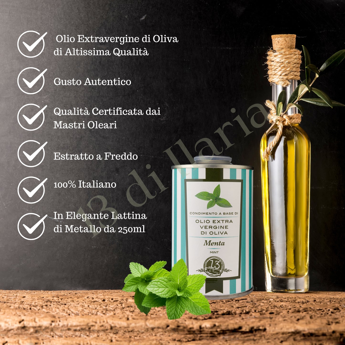 Olio alla Menta 100% Naturale 250 ml | EVO artigianale italiano, aroma fresco e profumato per insalate, dessert e piatti estivi