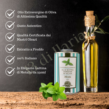 Olio alla Menta 100% Naturale 250 ml | EVO artigianale italiano, aroma fresco e profumato per insalate, dessert e piatti estivi