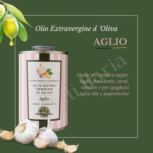 Olio all’Aglio 100% Naturale 250 ml | EVO artigianale italiano, aroma deciso e saporito per pasta, carne e verdure grigliate