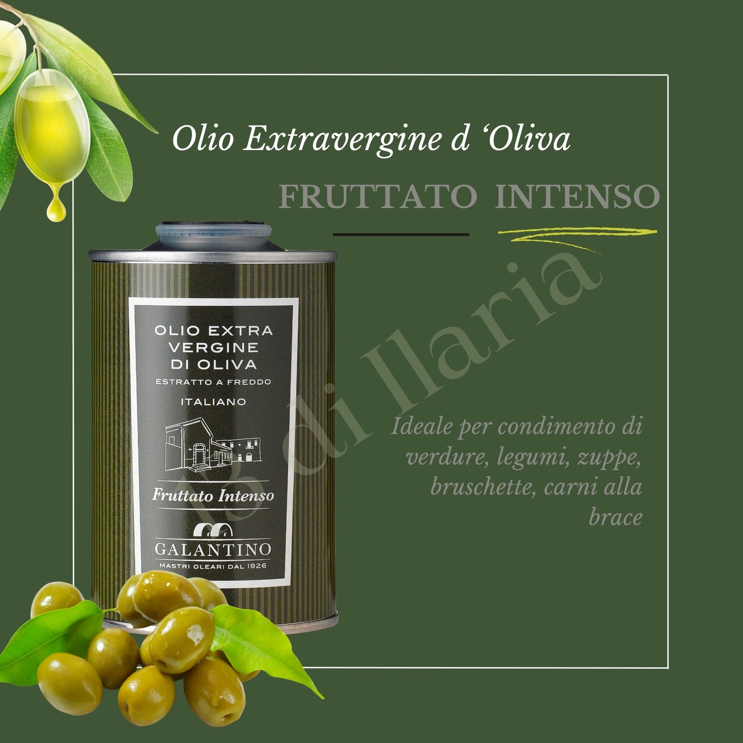 Olio Fruttato Intenso 100% Naturale 250 ml | EVO artigianale italiano, aroma robusto e deciso per carni, verdure grigliate e bruschette