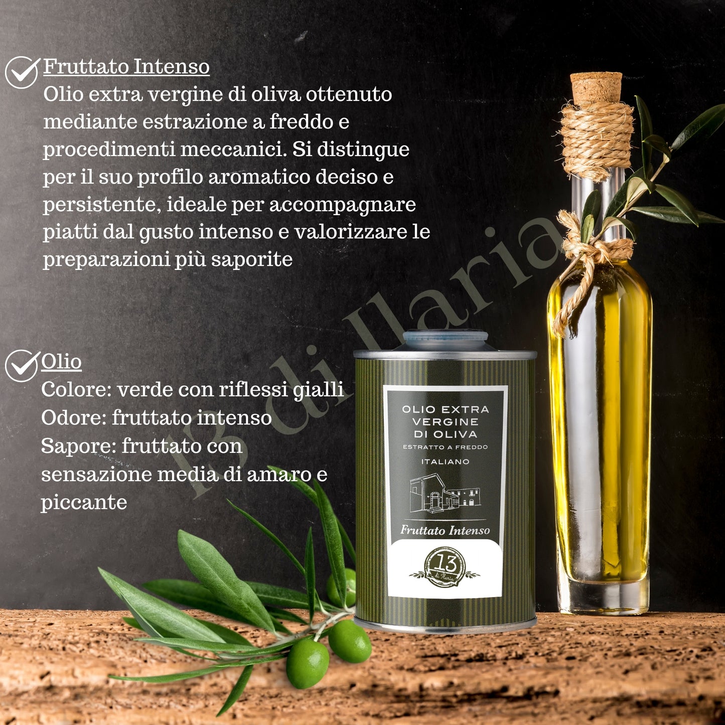 Huile d'olive extra vierge 100 % naturelle, fruitée et intense, 250 ml | Huile d'olive extra vierge artisanale italienne, arôme puissant et affirmé, idéale pour les viandes, les légumes grillés et les bruschettas.