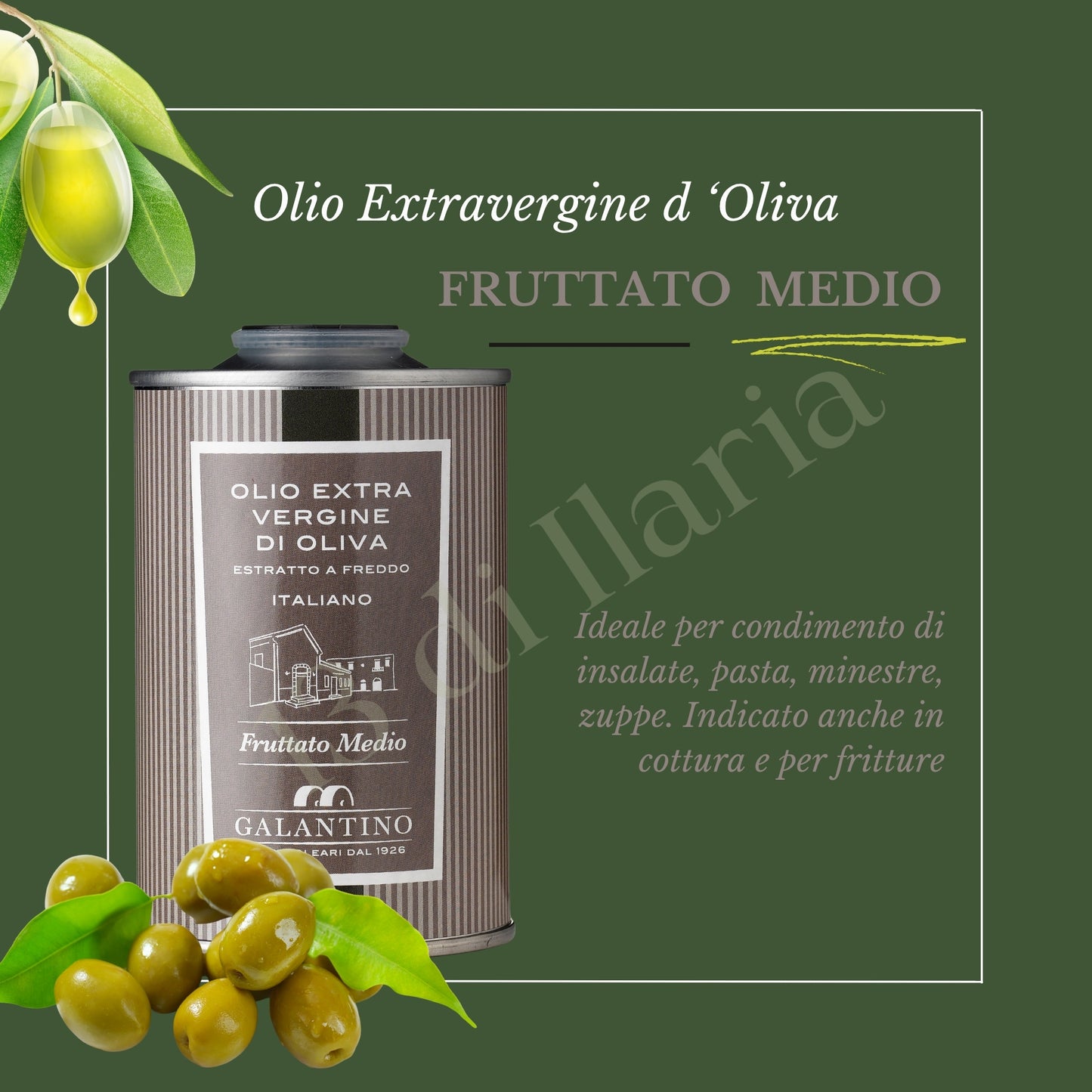 Olio Fruttato Medio 100% Naturale 250 ml | EVO artigianale italiano, aroma equilibrato e armonioso per insalate, pasta e piatti mediterranei