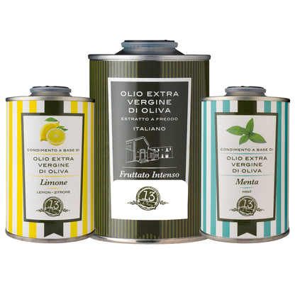 3 Cans of Light Extra Virgin Olive Oil 250 ml | Lemon &amp; Mint, 100% Natural Italian Artisan EVO