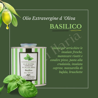 4 Lattine Olio Extra Vergine Aromatizzato 100 ml | Aglio, Limone, Basilico & Peperoncino, EVO Artigianale Italiano