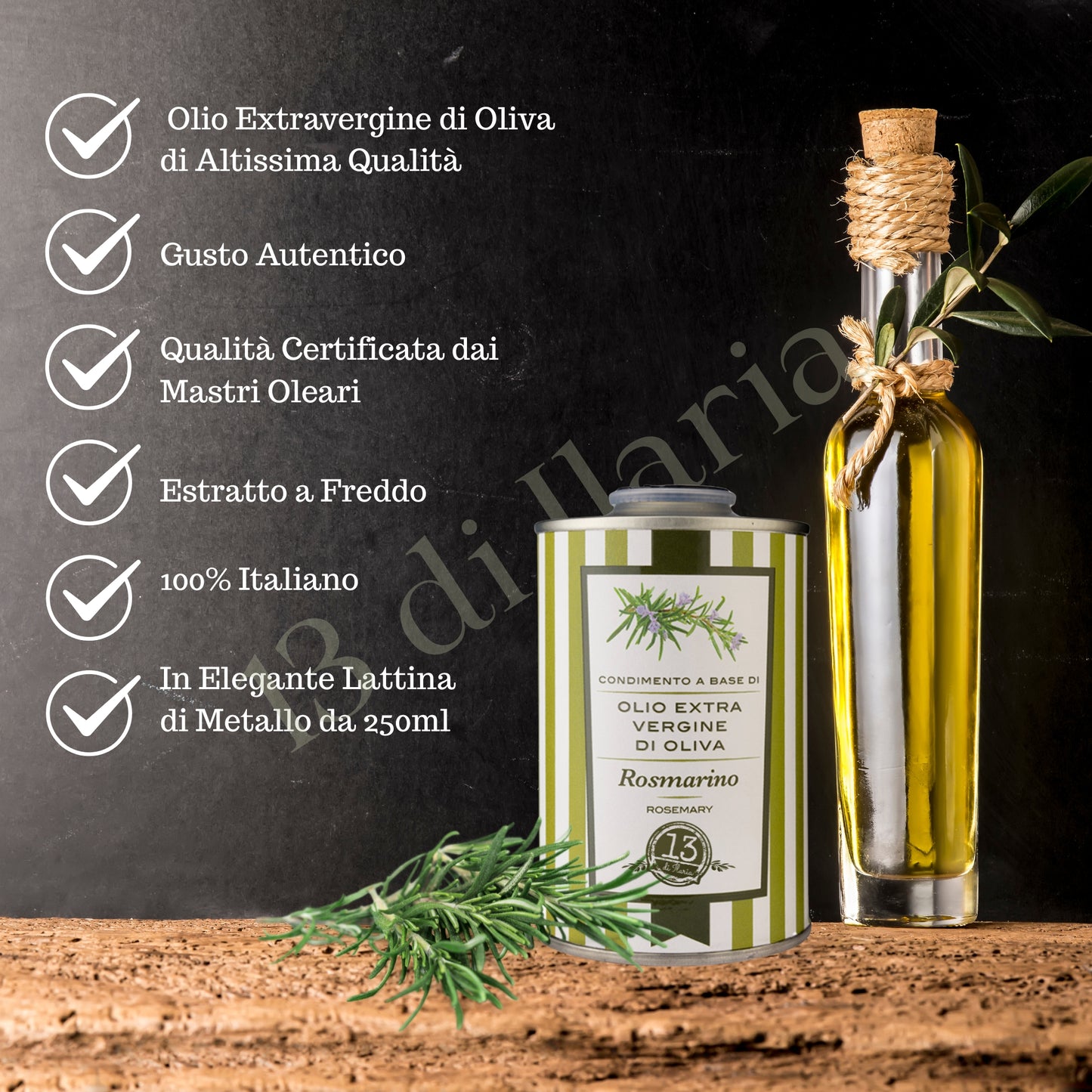 Olio al Rosmarino 100% Naturale 250 ml | EVO artigianale italiano, aroma aromatico e intenso per carni, patate e focacce