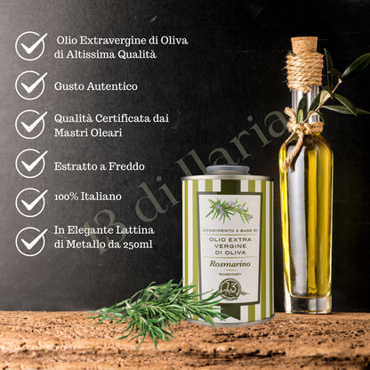 Olio al Rosmarino 100% Naturale 250 ml | EVO artigianale italiano, aroma aromatico e intenso per carni, patate e focacce