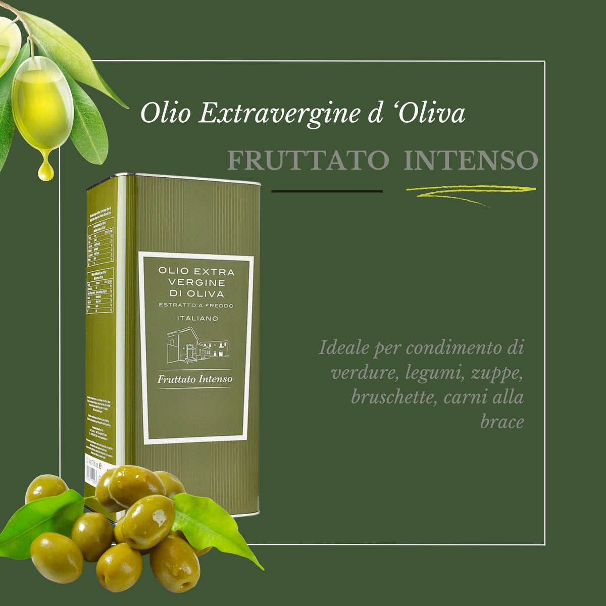 Olio Extravergine di Oliva 5 Litri | Fruttato Leggero, Medio o Intenso | 100% Italiano