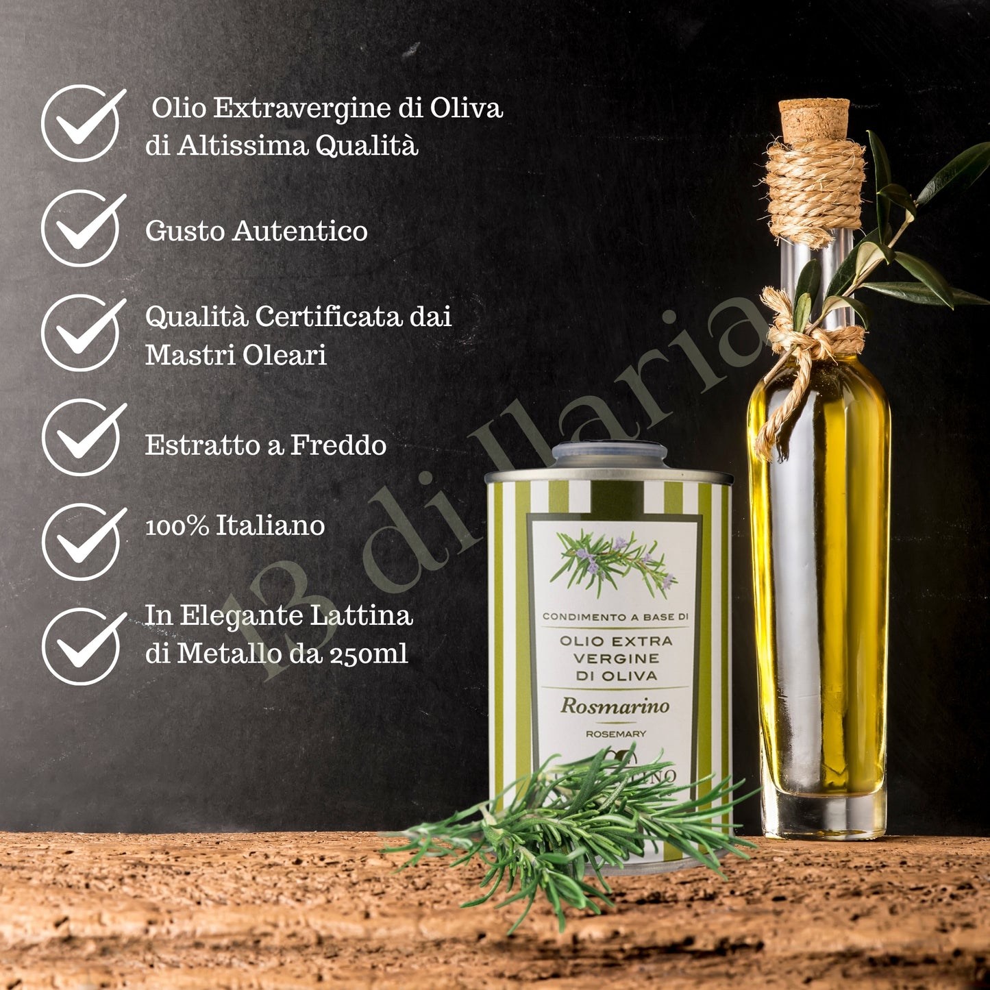 Olio al Rosmarino 100% Naturale 250 ml | EVO artigianale italiano, aroma aromatico e intenso per carni, patate e focacce