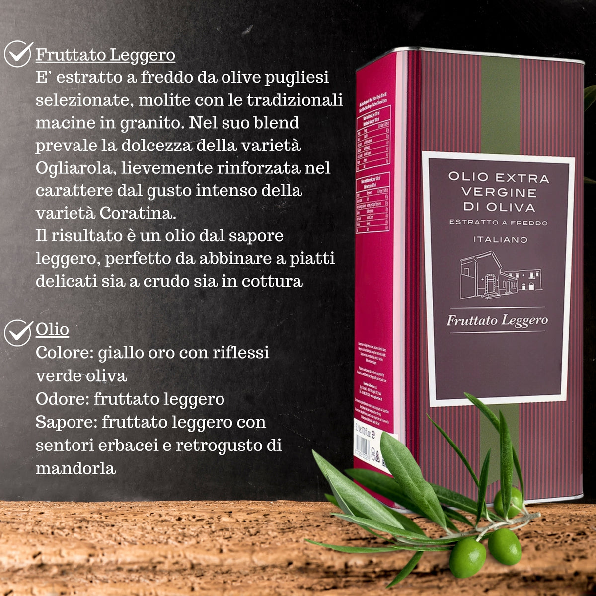 Olio Extravergine di Oliva 5 Litri | Fruttato Leggero, Medio o Intenso | 100% Italiano