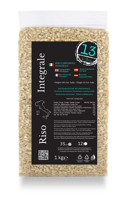 Riso Carnaroli Integrale Italiano 1 kg | Perfetto per Zuppe e Risotti  Sani e Gustosi