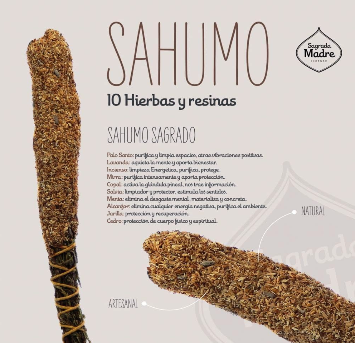 *Sahúmo di 10 Erbe* Smudge Sahumo - Fascio di Erbe Naturali, Fatti a mano in Argentina - Sagrade Madre