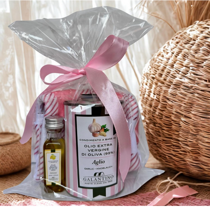 Olio Extravergine di Oliva 250ml Lattina + Bottiglietta 20ml Omaggio con Asciugamano | Idea Regalo Gourmet Made in Italy